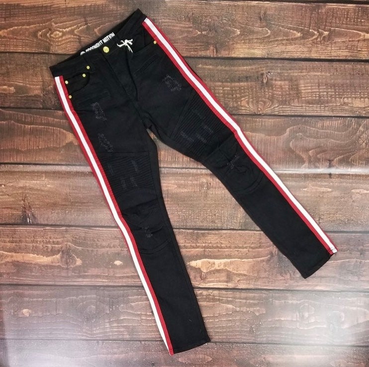 Black Jeans Red Stripe | The Drip Shoppe